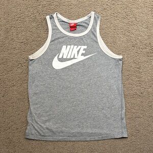Nike Men’s Sleeveless Classic Logo Tank Top Gray White Size M